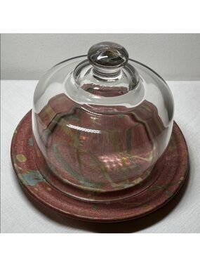 Pottery Plate & glass dome by Jennifer Dawson City Yukon. Cheese platter